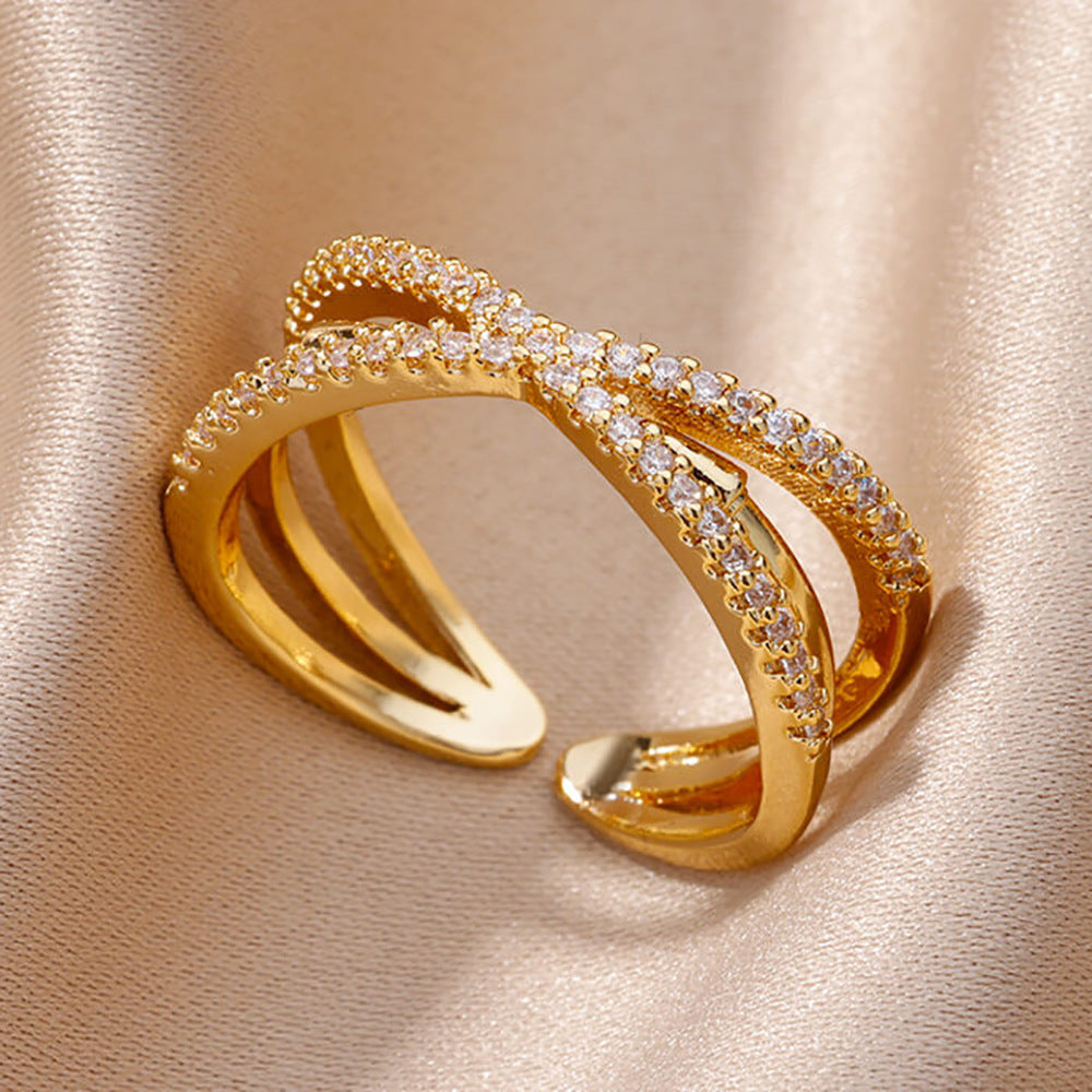 Gold Plated Zircon Open Ring