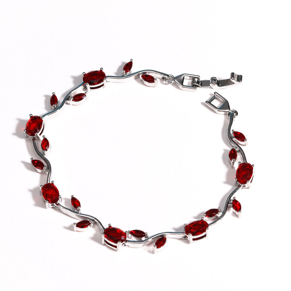 Multicolor Crystal Leaf Design Stackable Bracelet
