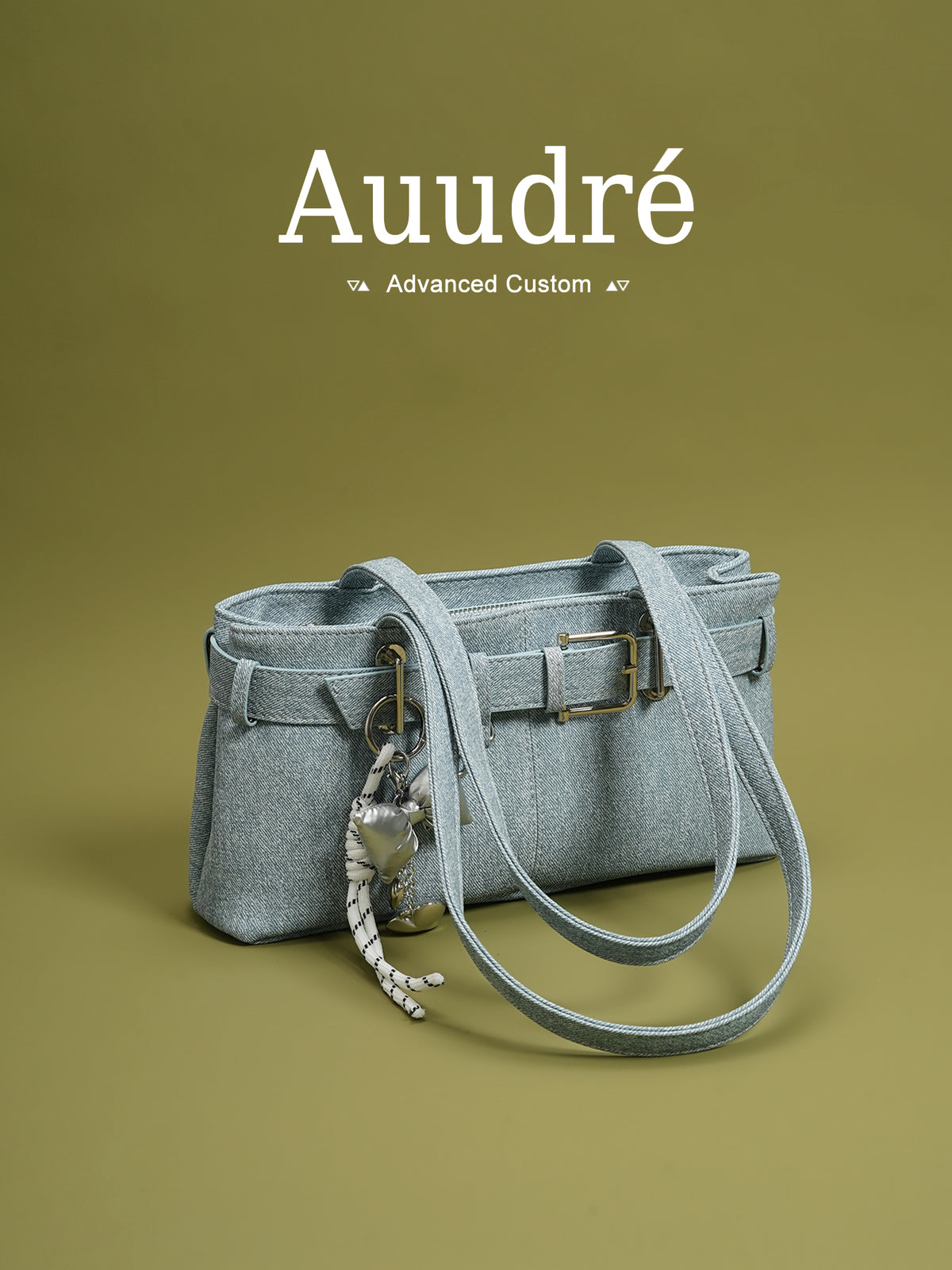 Soft PU Baguette Shoulder Bag with Pendant
