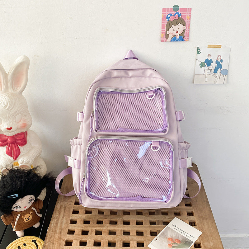 Japanese Style Transparent Badge Backpack