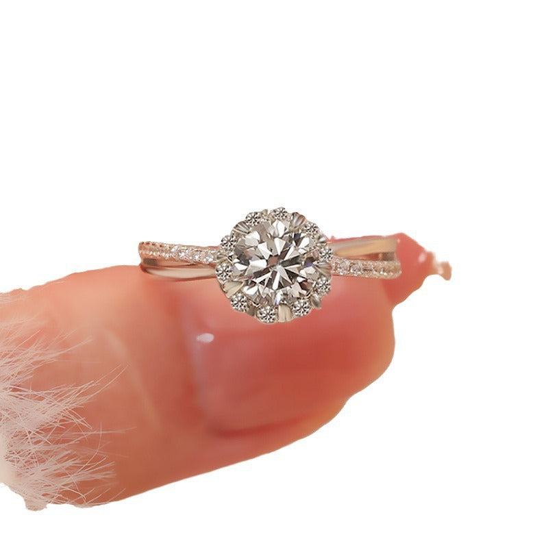 Adjustable Moissanite Engagement Ring with Geometric Design