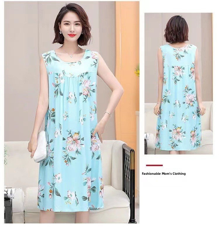 Womens Cotton Silk Sleeveless Nightgown