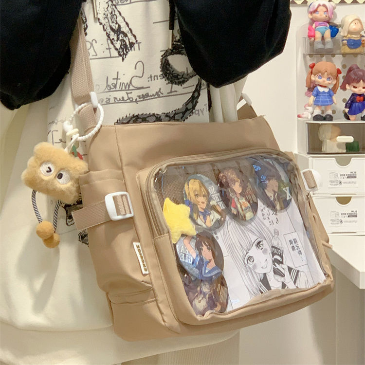 Transparent Crossbody Bag with Decorative Pendant