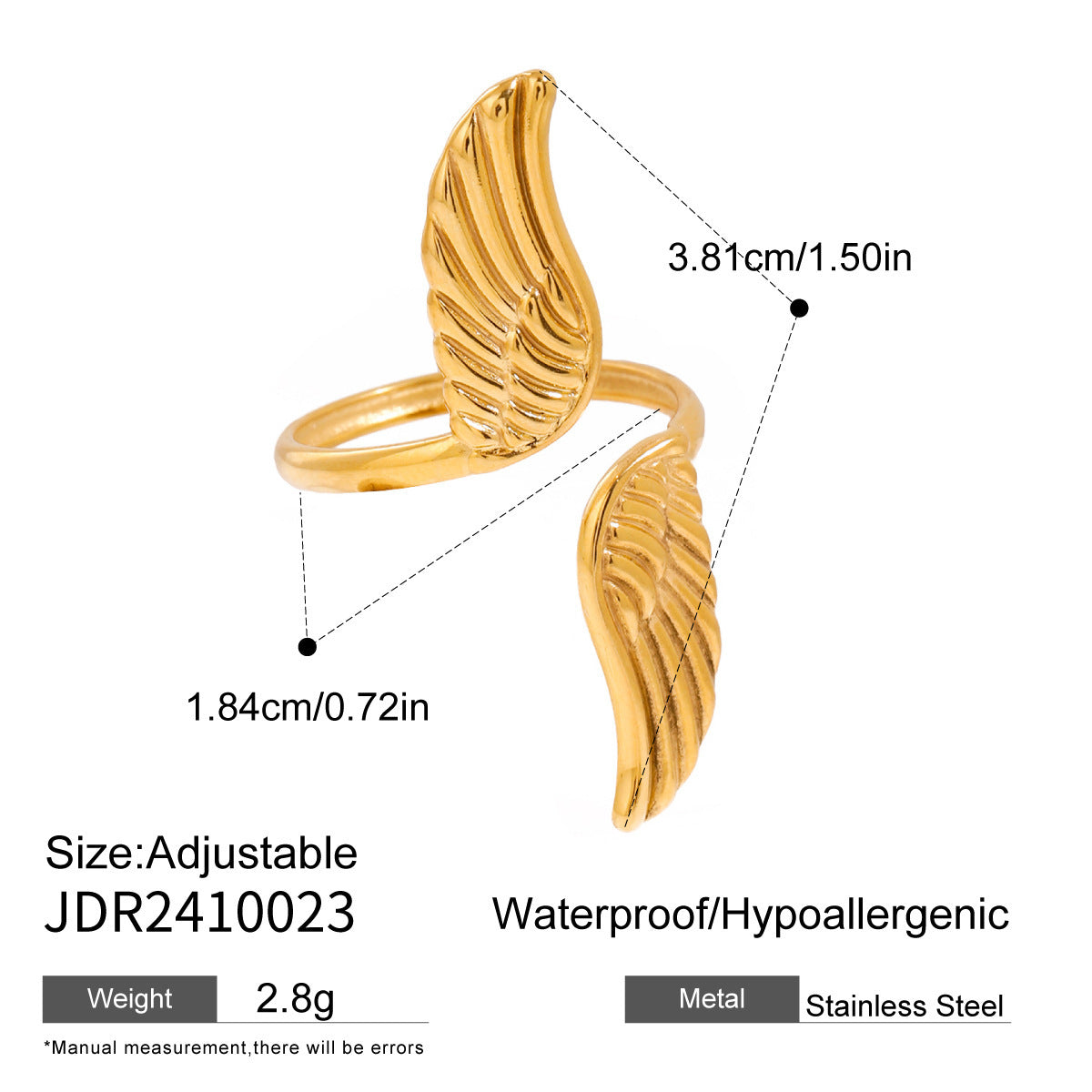 Adjustable Wing Design Titanium Steel Ring