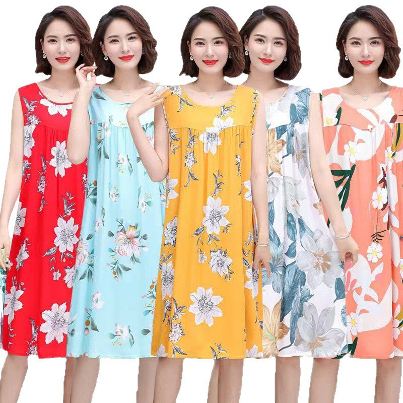 Womens Cotton Silk Sleeveless Nightgown