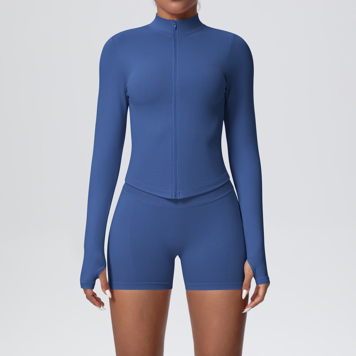 Womens Seamless Fitness Jacket and Shorts Set