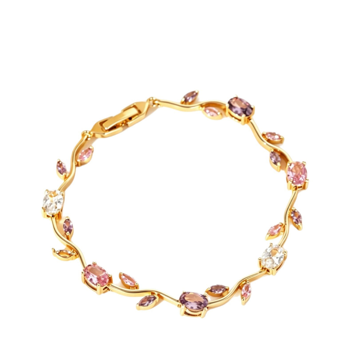 Vintage Floral Zircon Alloy Bracelet