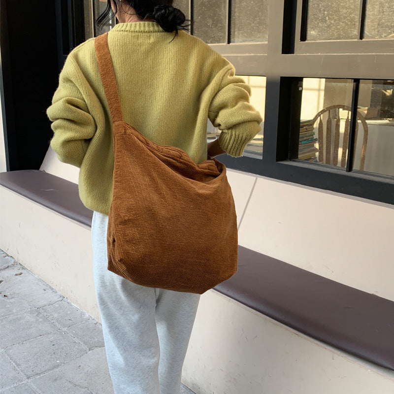 Washed Cordurody Retro Crossbody Bag