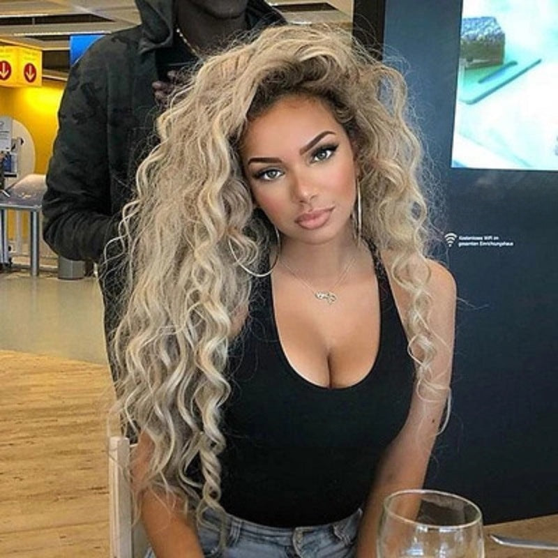Synthetic Fiber Curly Wig with Rose Net