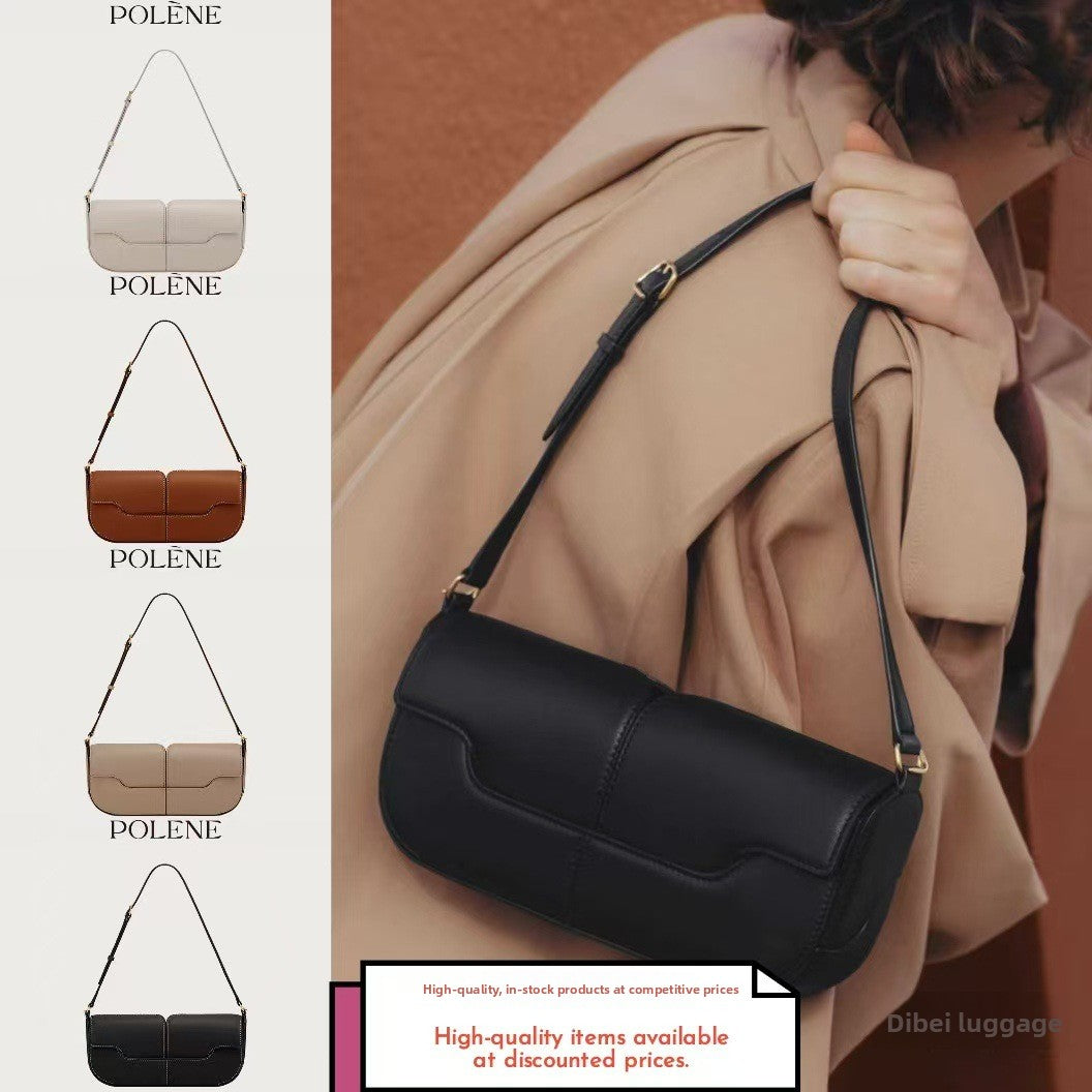 Genuine Leather Baguette Shoulder Bag