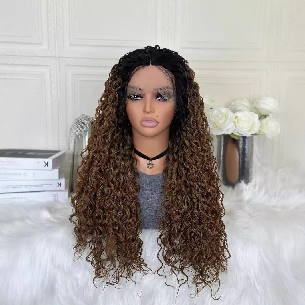 Synthetic Fiber Curly Wig with Rose Net