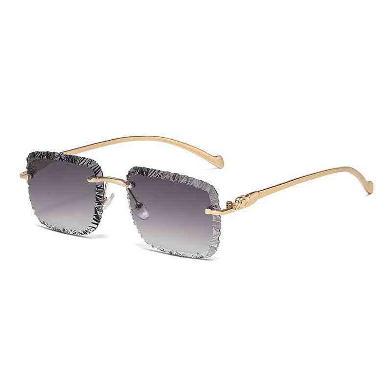 Personalized Broken Shape Lens Rimless Square Frame Sunglasses