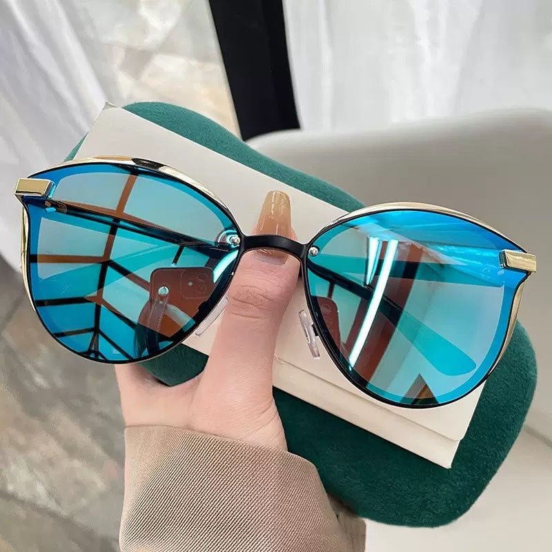 Fashion Polarized Sunglasses for Women Round Metal Frame UV400 Protection