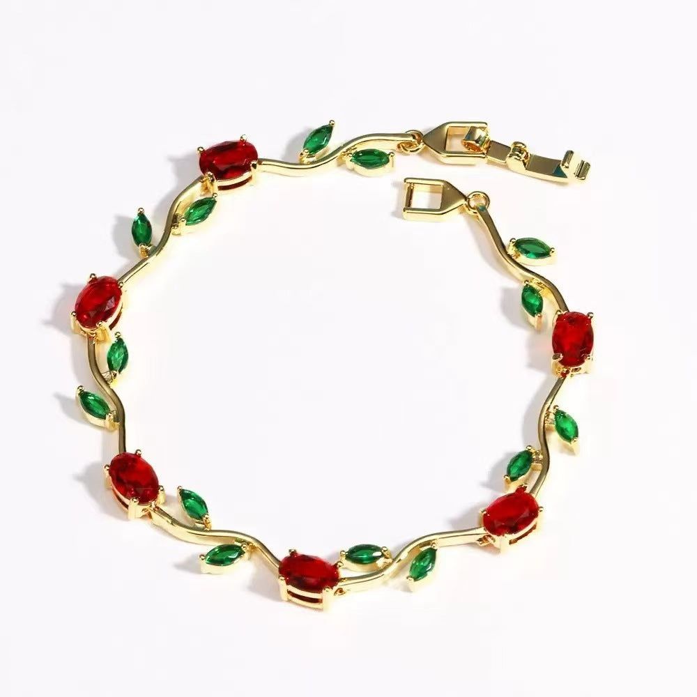 Multicolor Crystal Leaf Design Stackable Bracelet