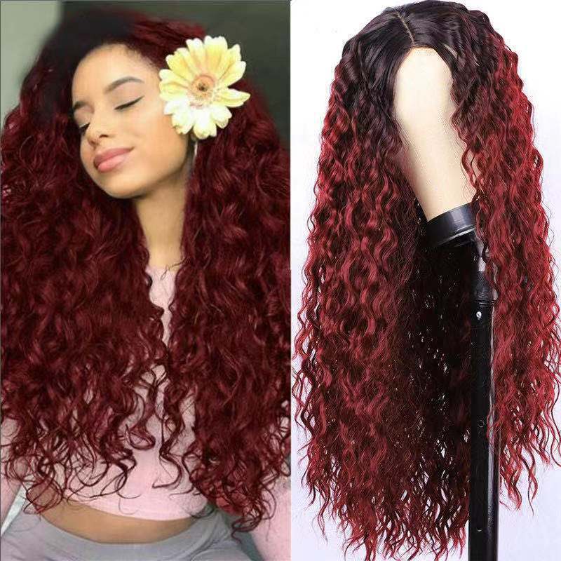 Synthetic Fiber Curly Wig with Rose Net