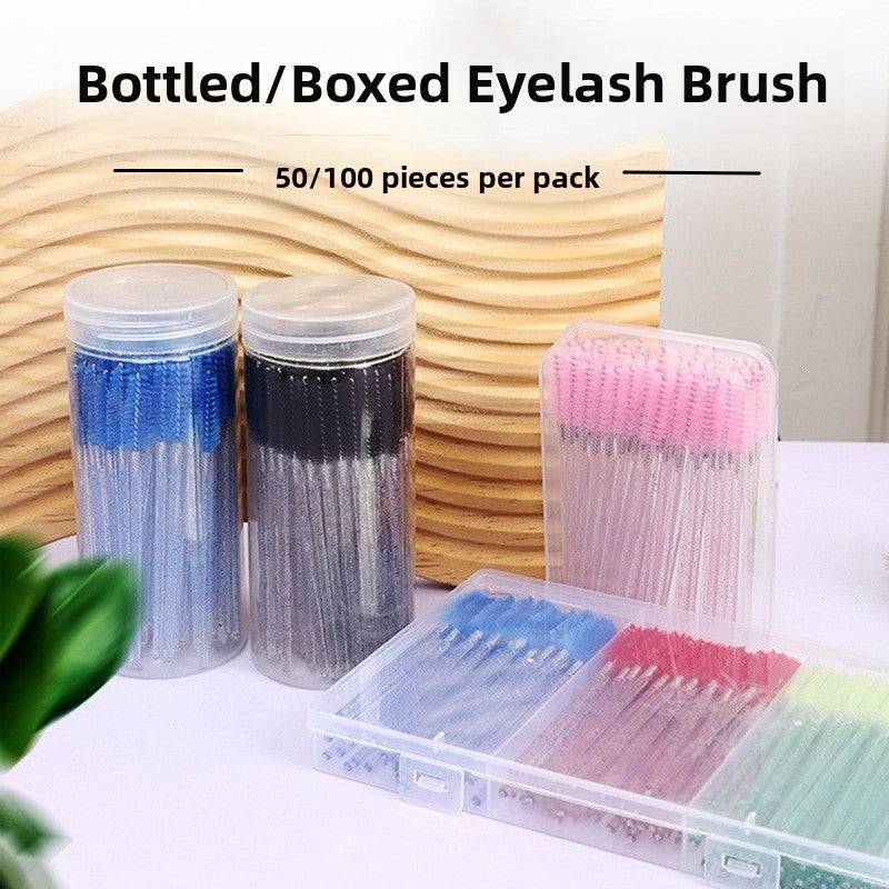 bottle of 100pcs Crystal Spiral Eyelash Brushes