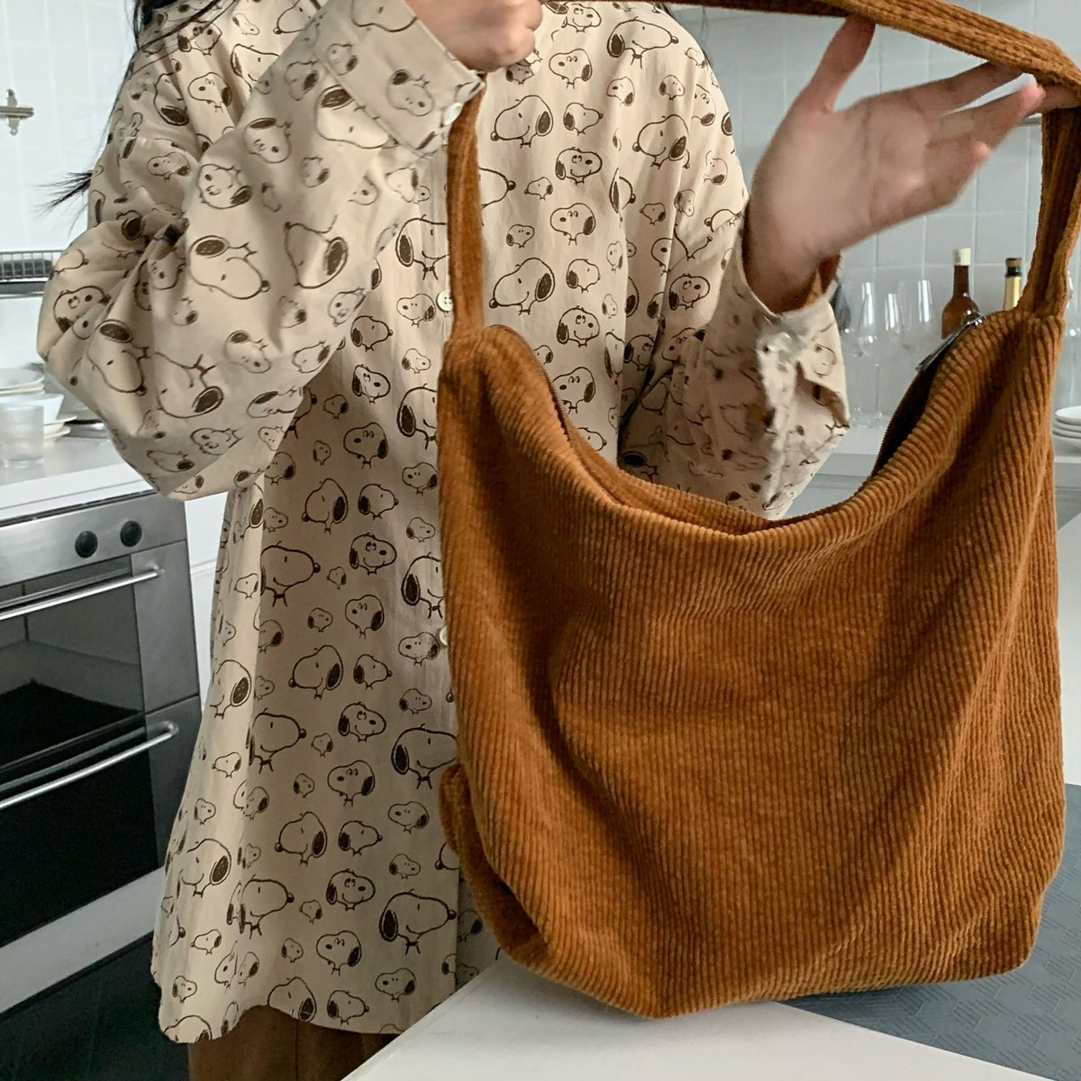 Corduroy Tote Bag Shoulder Bag