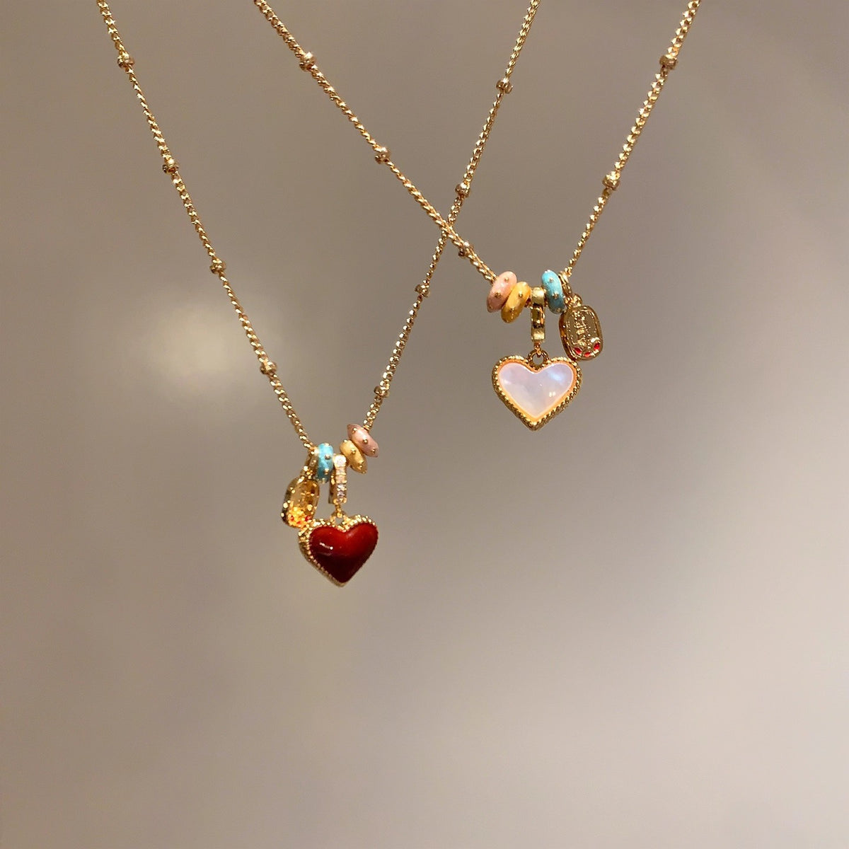 Red Glaze Heart Pendant Necklace