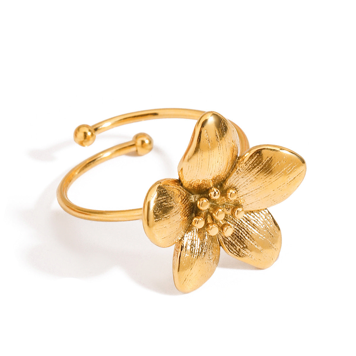 Floral Design Stainless Steel Adjustable Ring