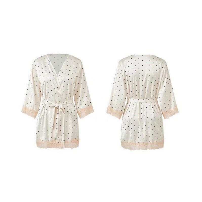 Satin Lace Womens Nightgown Robe Set