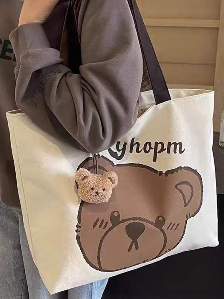 Casual Large-Capacity Bag for Female College Students ? Summer New Design with Cartoon Bear Pattern