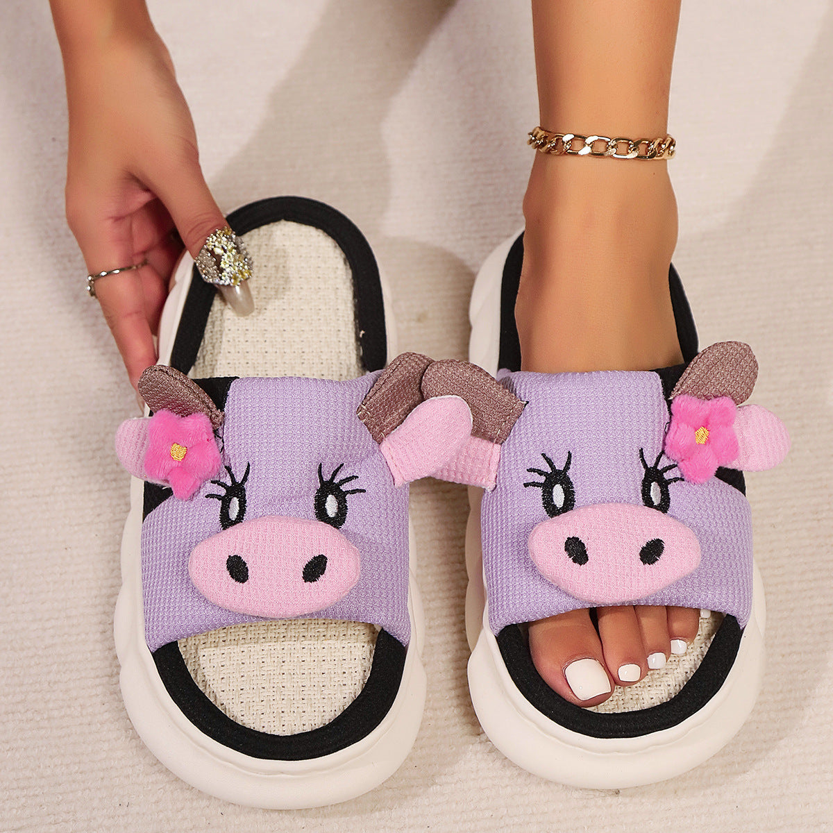 Unisex Breathable Flax Linen Slippers