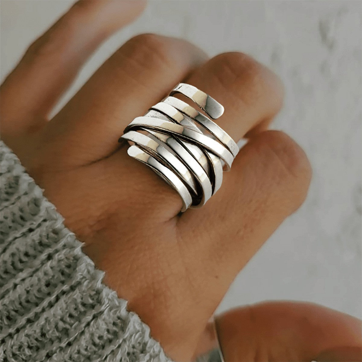 Silver Plated Floral Wrap Ring