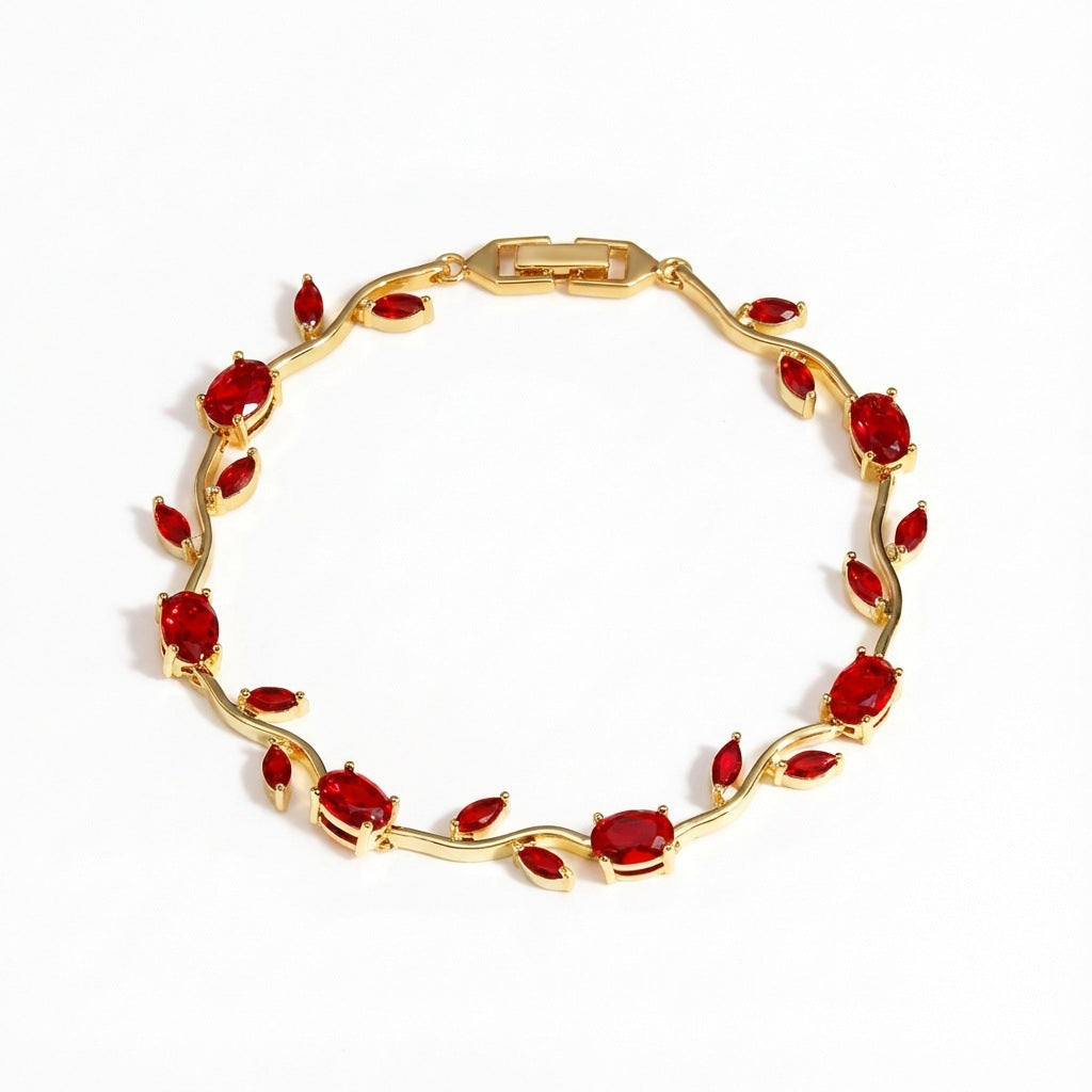 Multicolor Crystal Leaf Design Stackable Bracelet