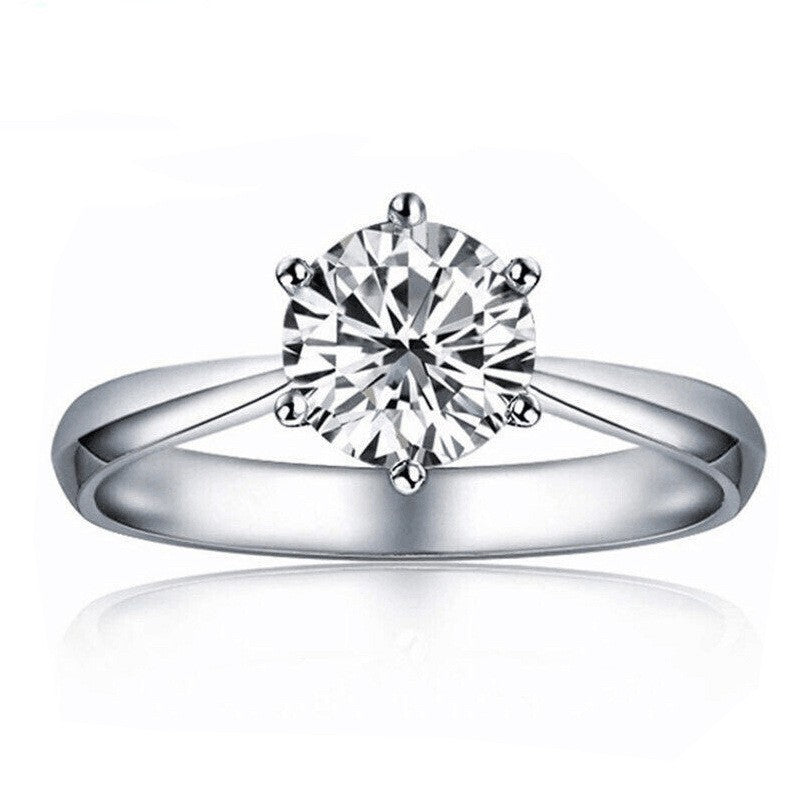 Classic Six-Claw Moissanite Simulation Wedding Ring