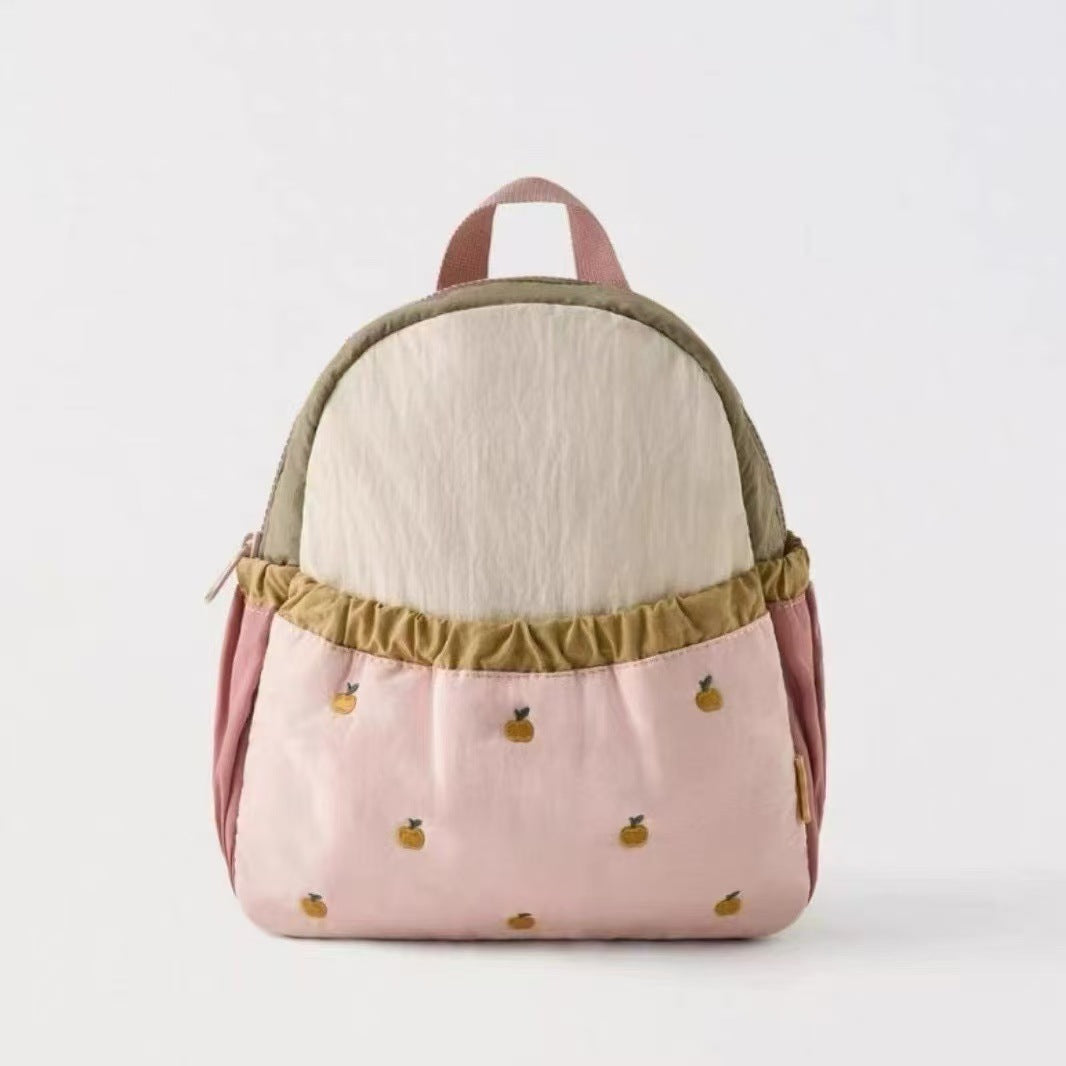 Childrens Apple Embroidery Backpack