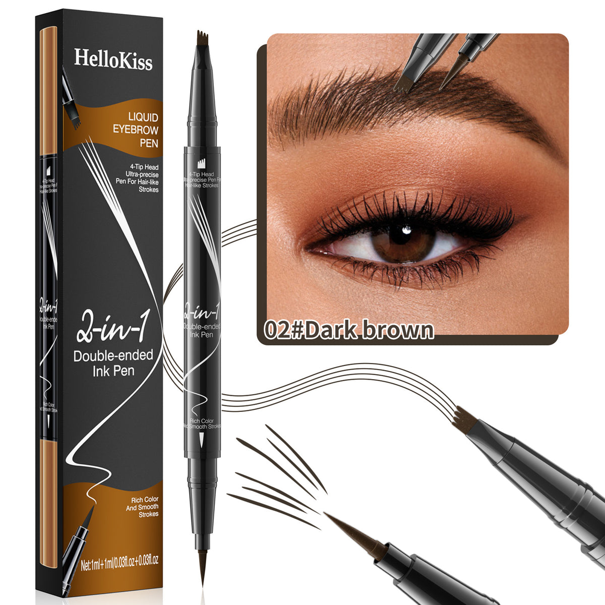 Four fork eyebrow pencil