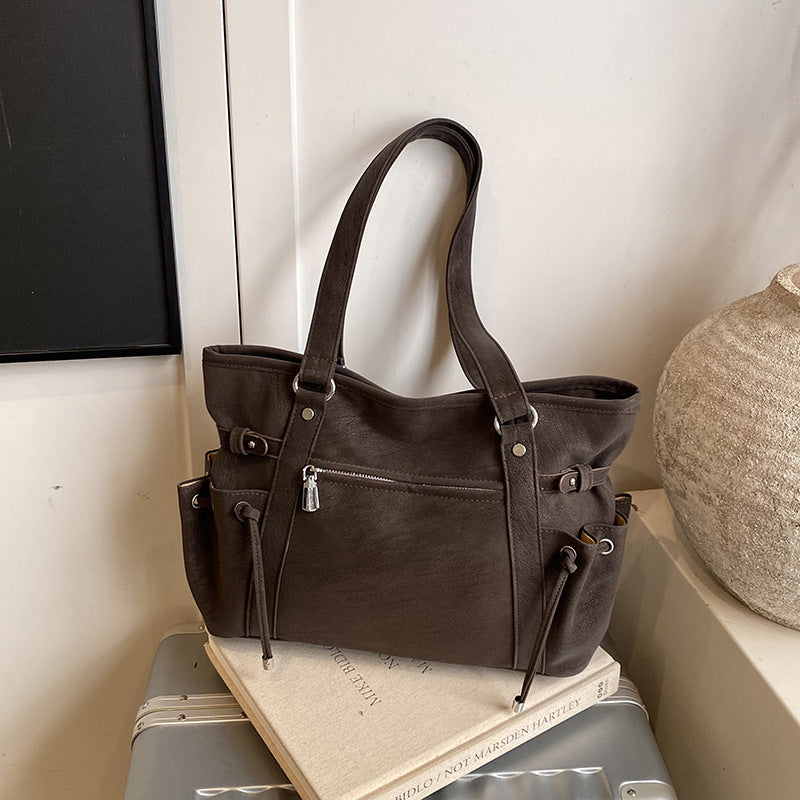 Retro motorcycle messenger tote bag