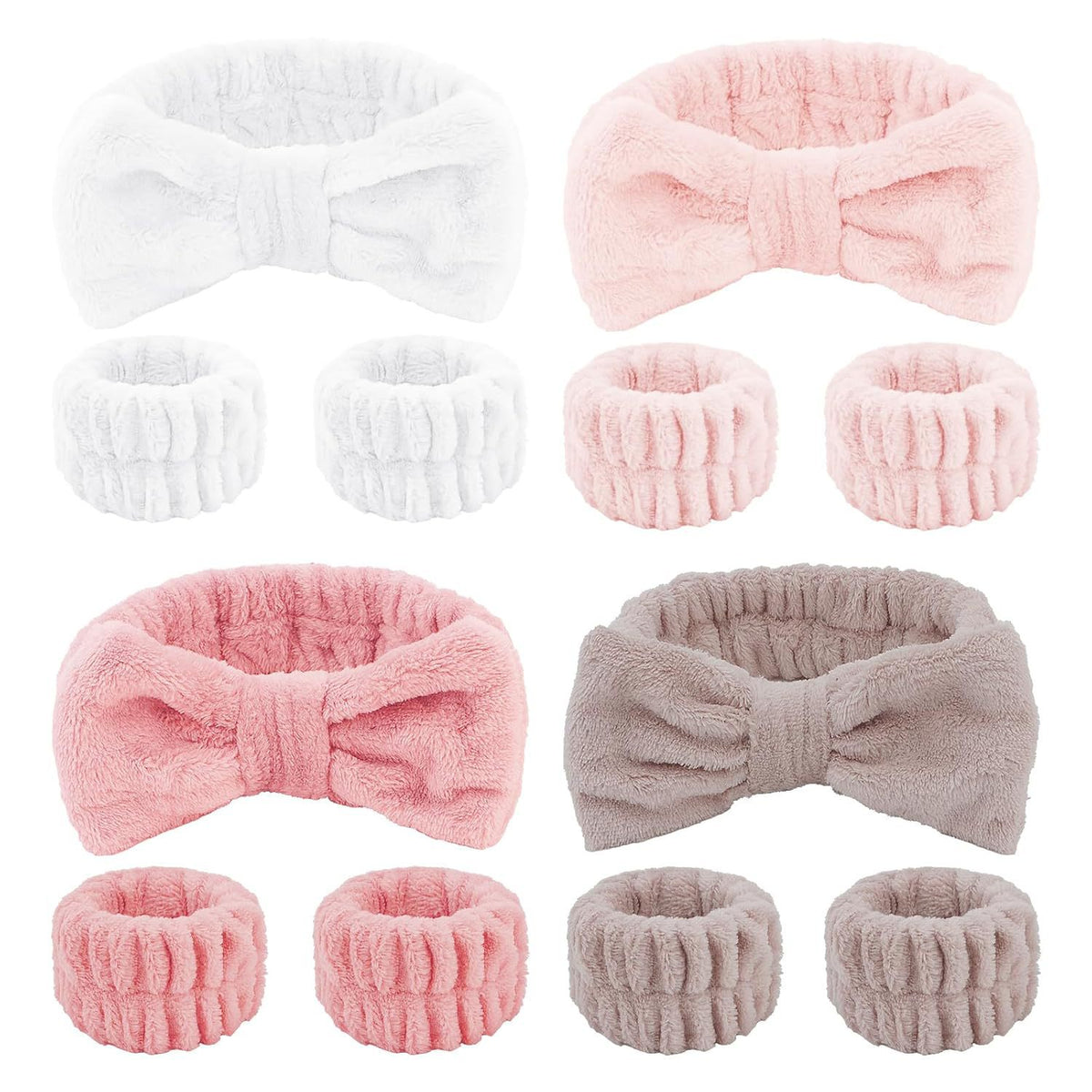 Soft Coral Fleece Hair and Wrist Band Set