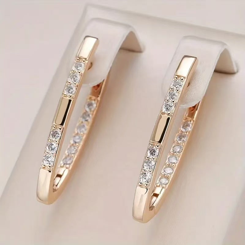 Geometric V-Shaped Zircon Earrings
