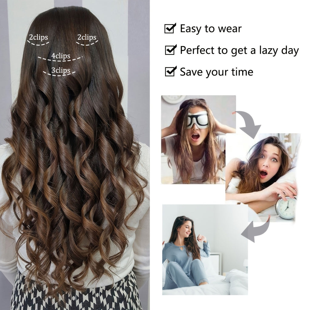 Women's Synthetic Hair Extension 4-Piece Set Long Curly Retro Wig Piece