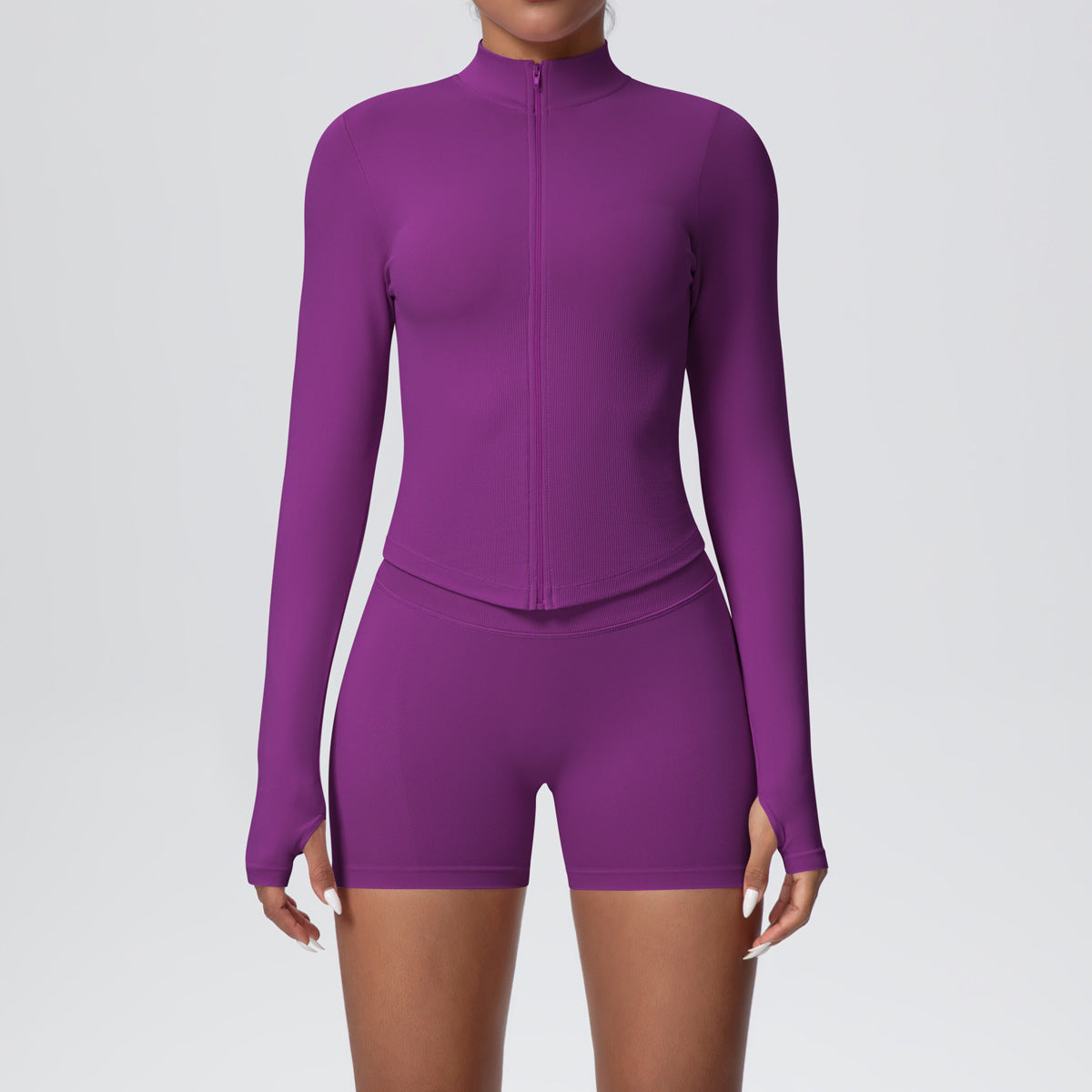 Womens Seamless Fitness Jacket and Shorts Set