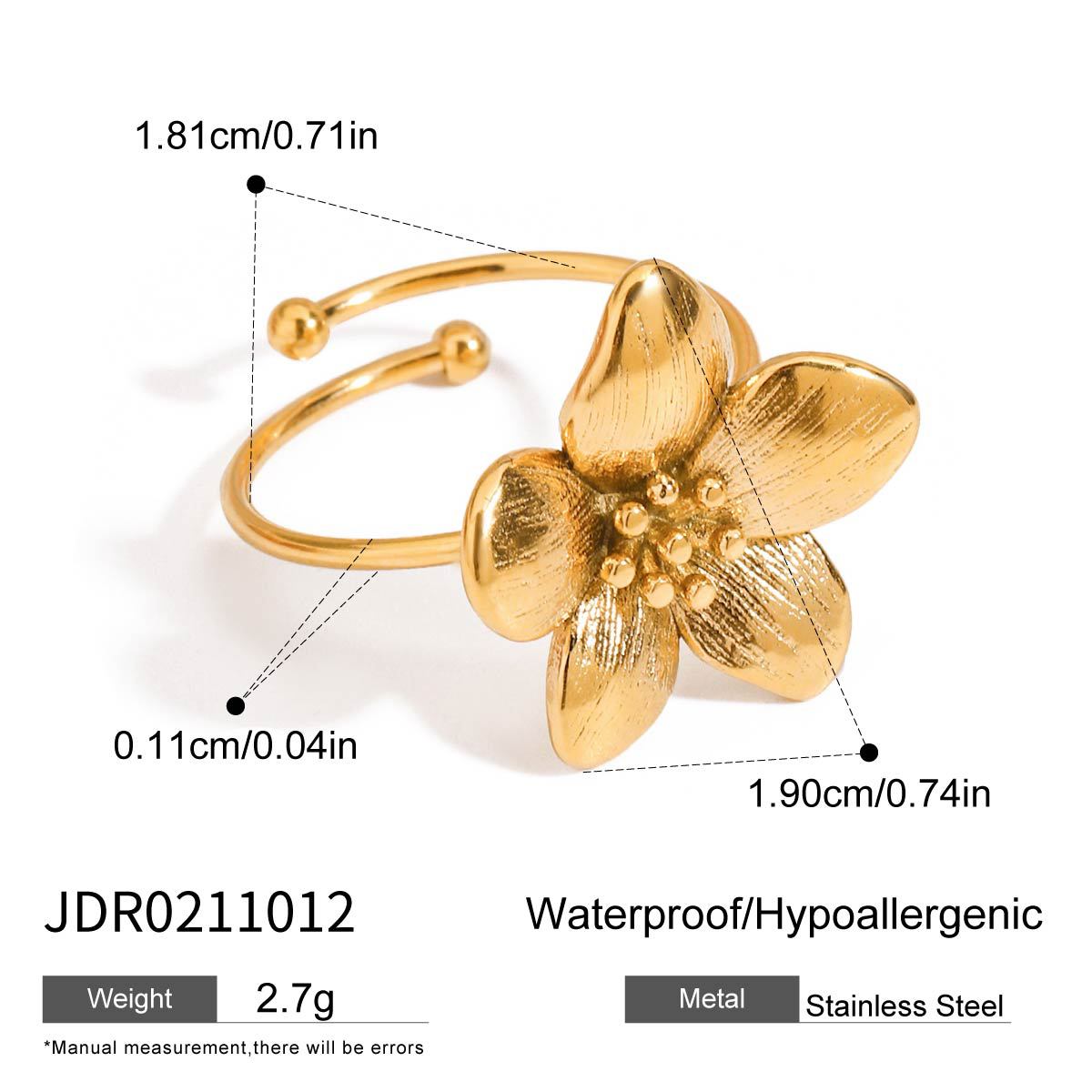 Floral Design Stainless Steel Adjustable Ring