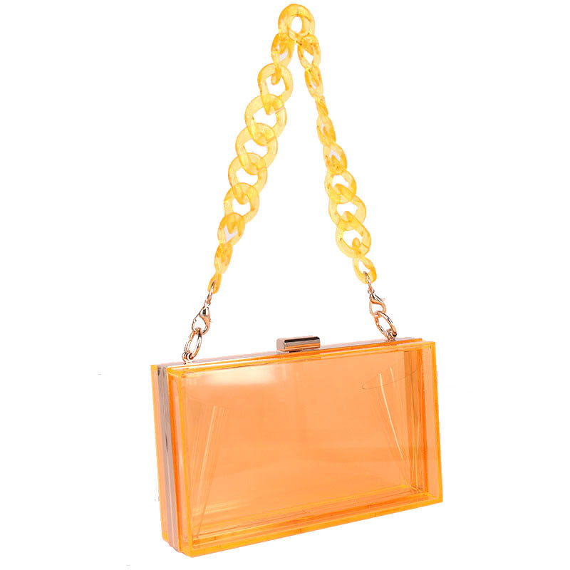 Transparent Acrylic Small Square Bag with Resin Chain