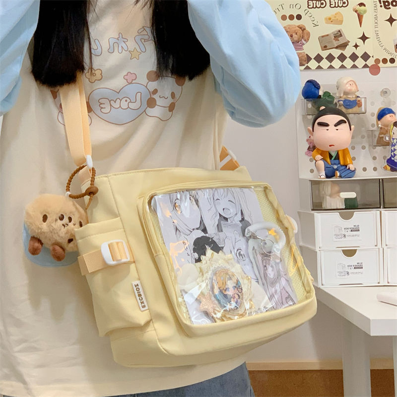 Transparent Crossbody Bag with Decorative Pendant