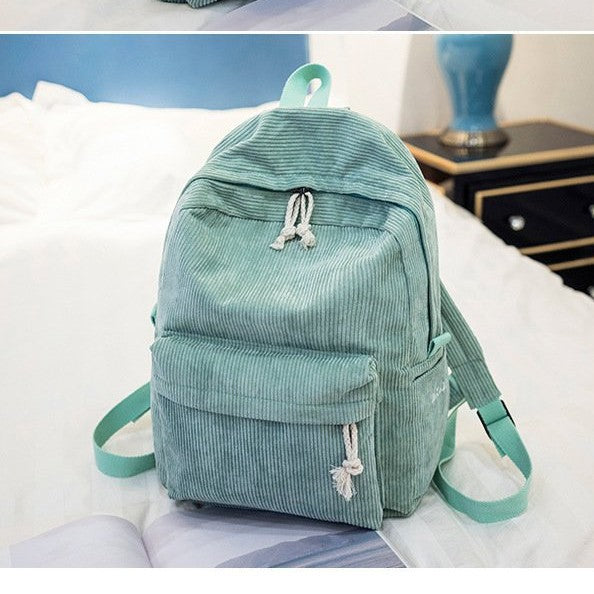Korean Style Corduroy School Backpack