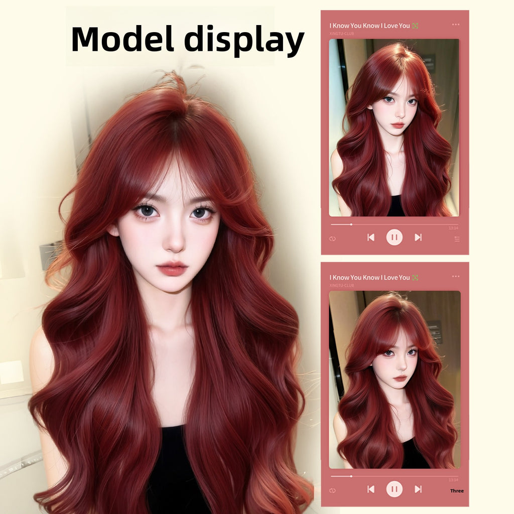 Long Curly Raspberry Red Synthetic Hair Wig