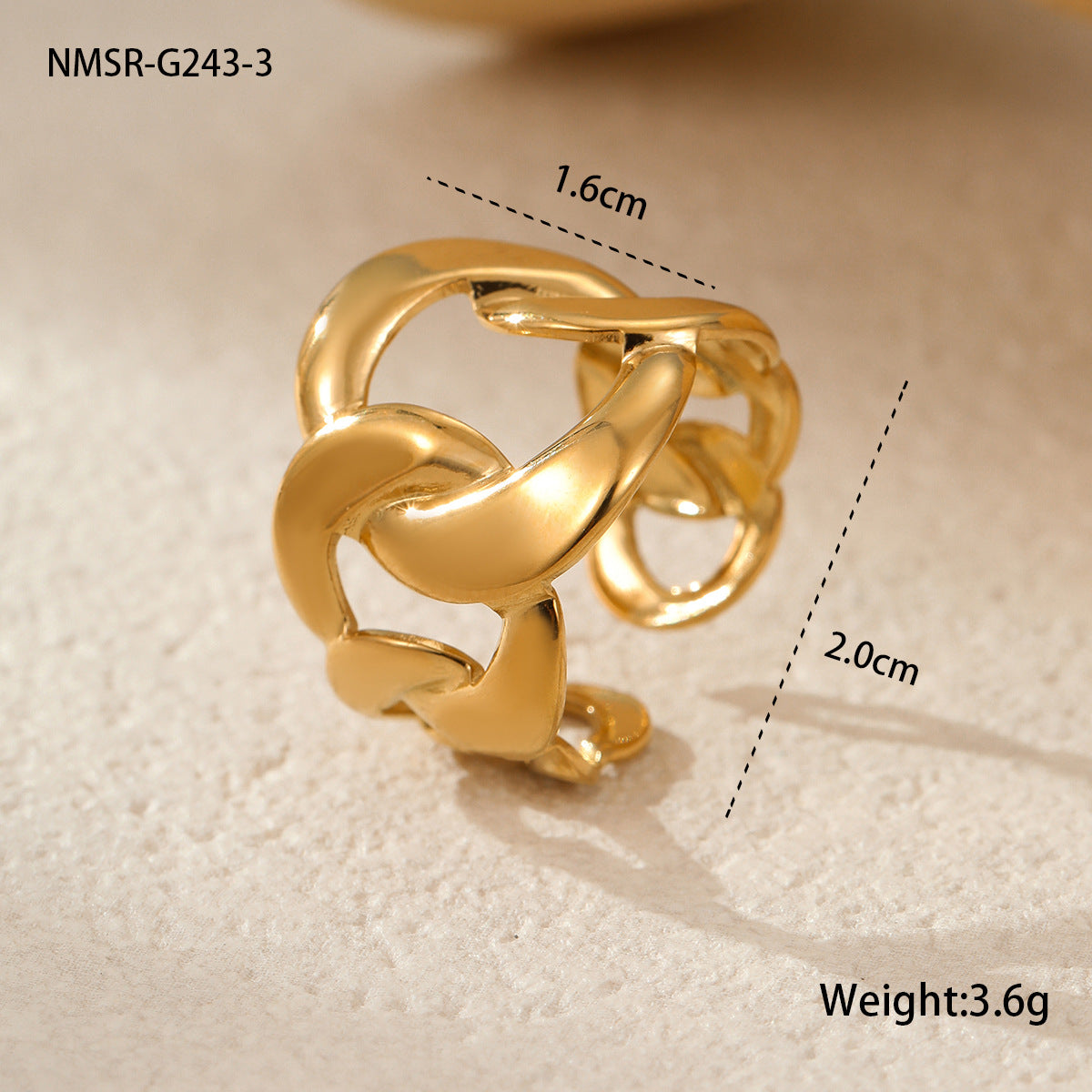 Stainless Steel Gold Plated Geometric Ring