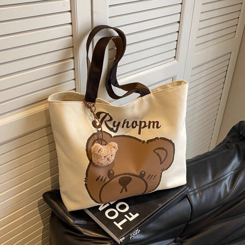 Casual Large-Capacity Bag for Female College Students ? Summer New Design with Cartoon Bear Pattern