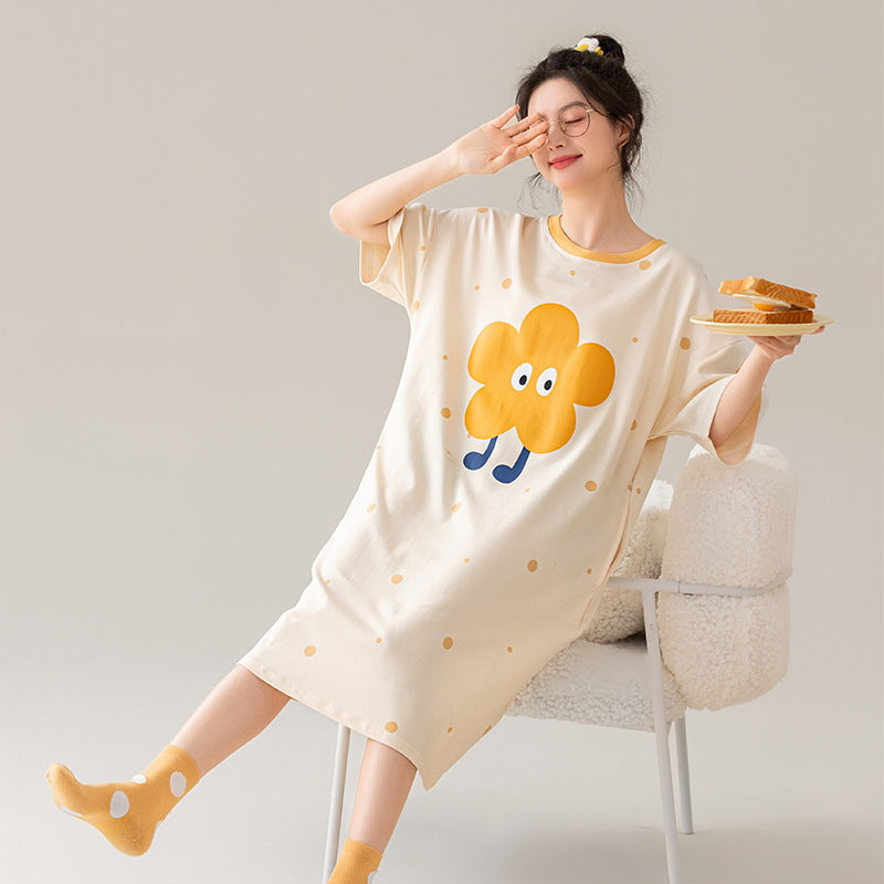 Pure Cotton Women Nightgown Summer Sleepwear
