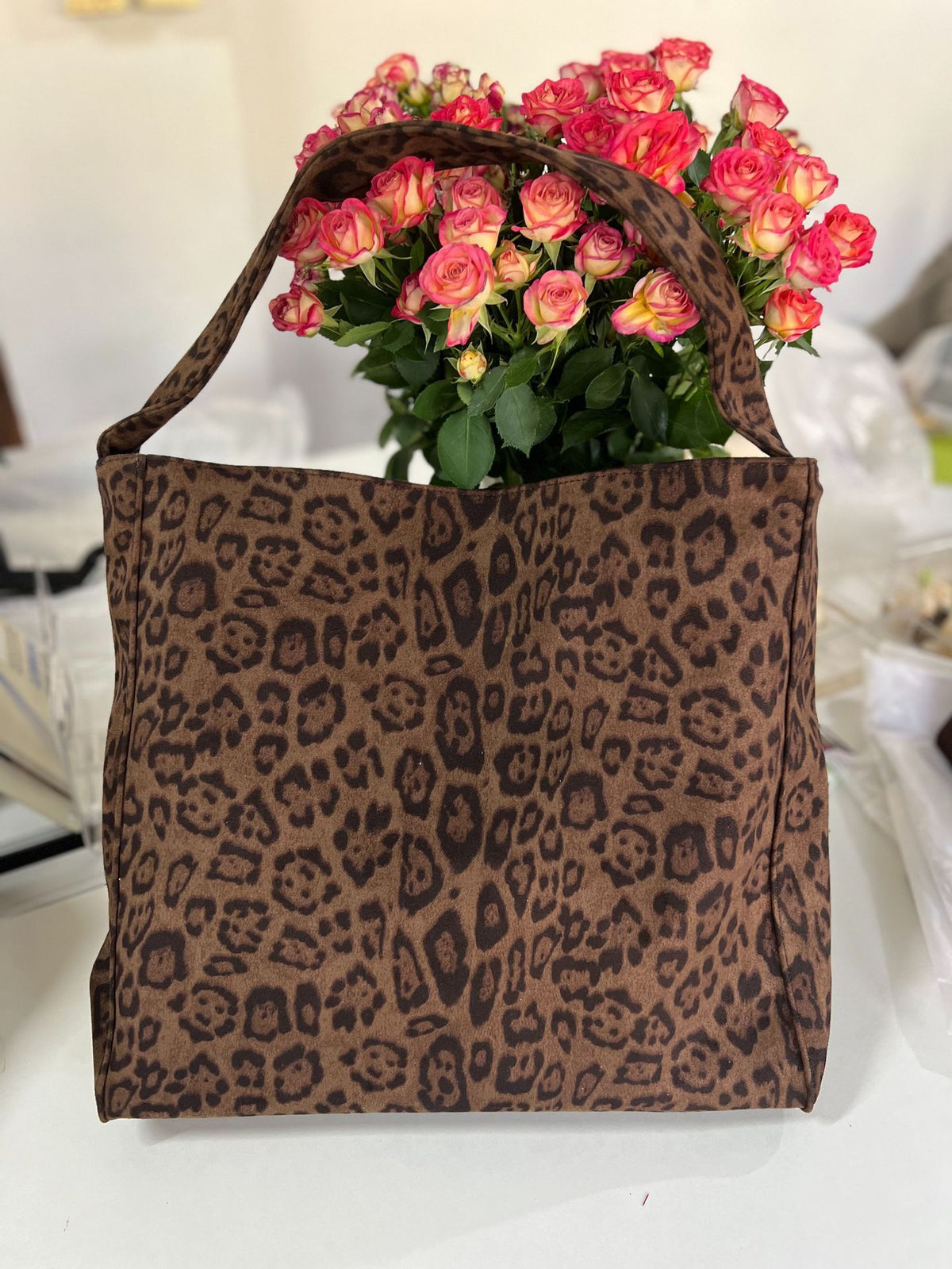 Suede Leather Crossbody Tote Bag for Women