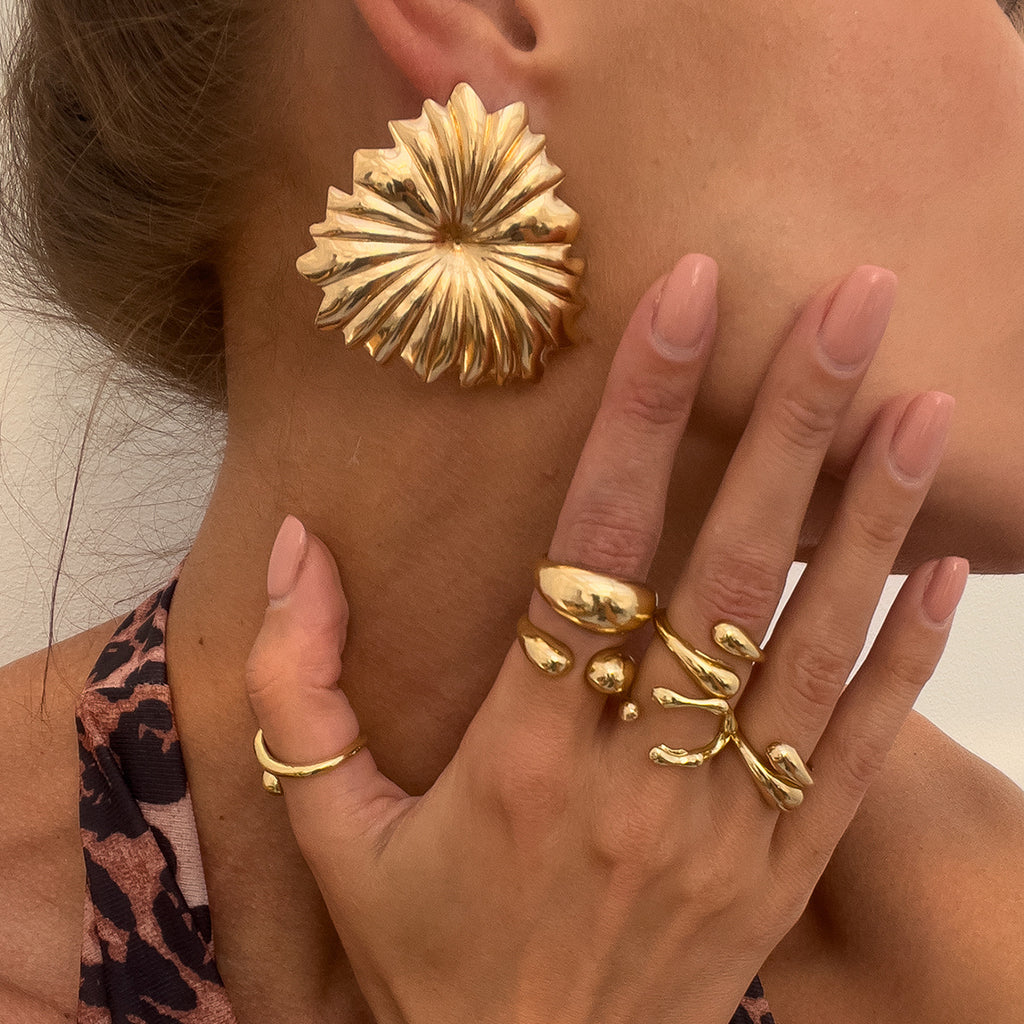 Liquid Lava Geometric Ring Set