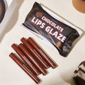 5-piece set of chocolate lip gloss with matte and glossy finish and satin texture