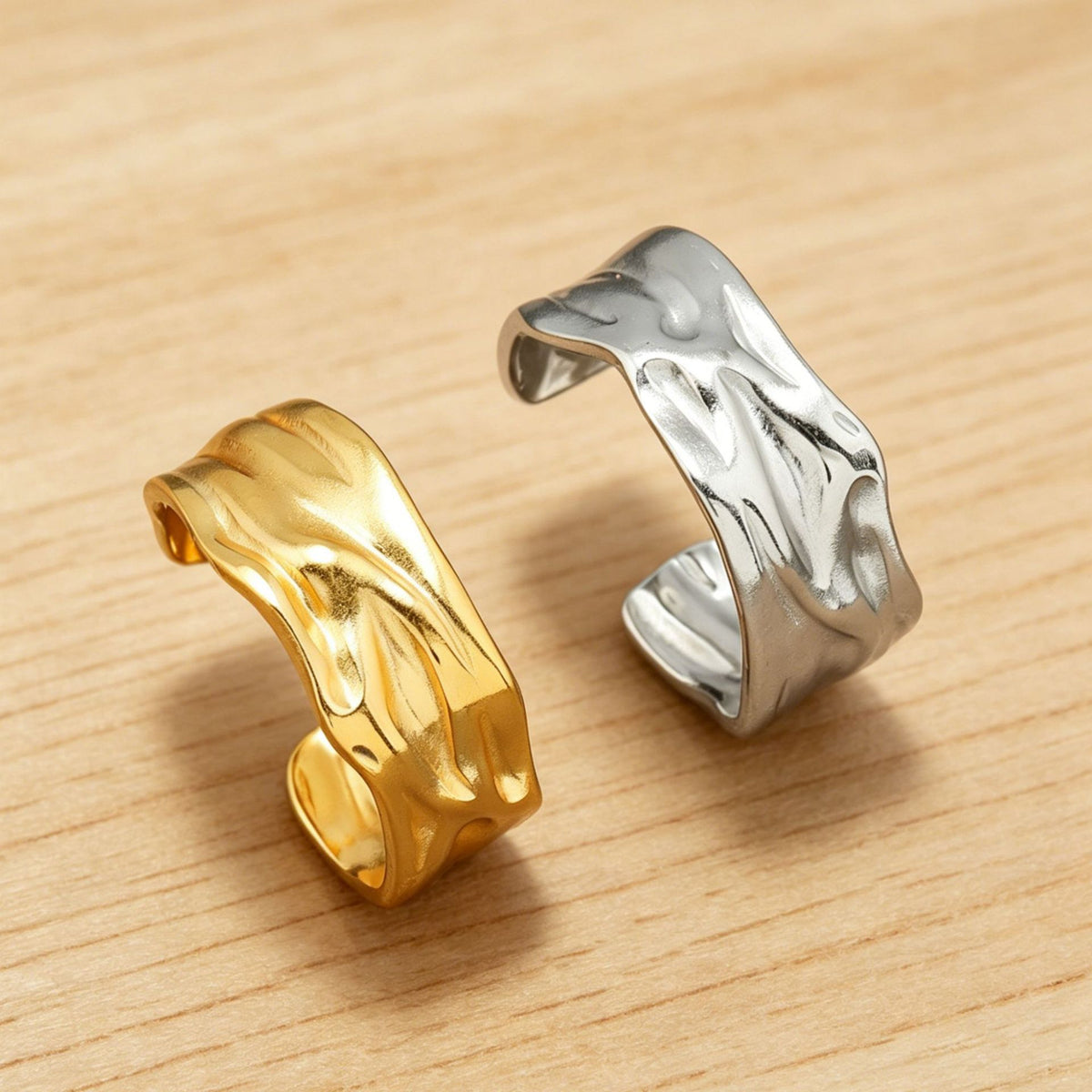Titanium Steel Adjustable Wave Ring