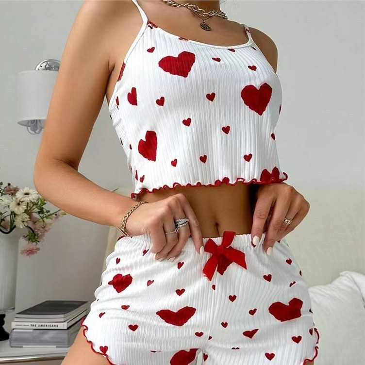 Heart Print Womens Pajama Set