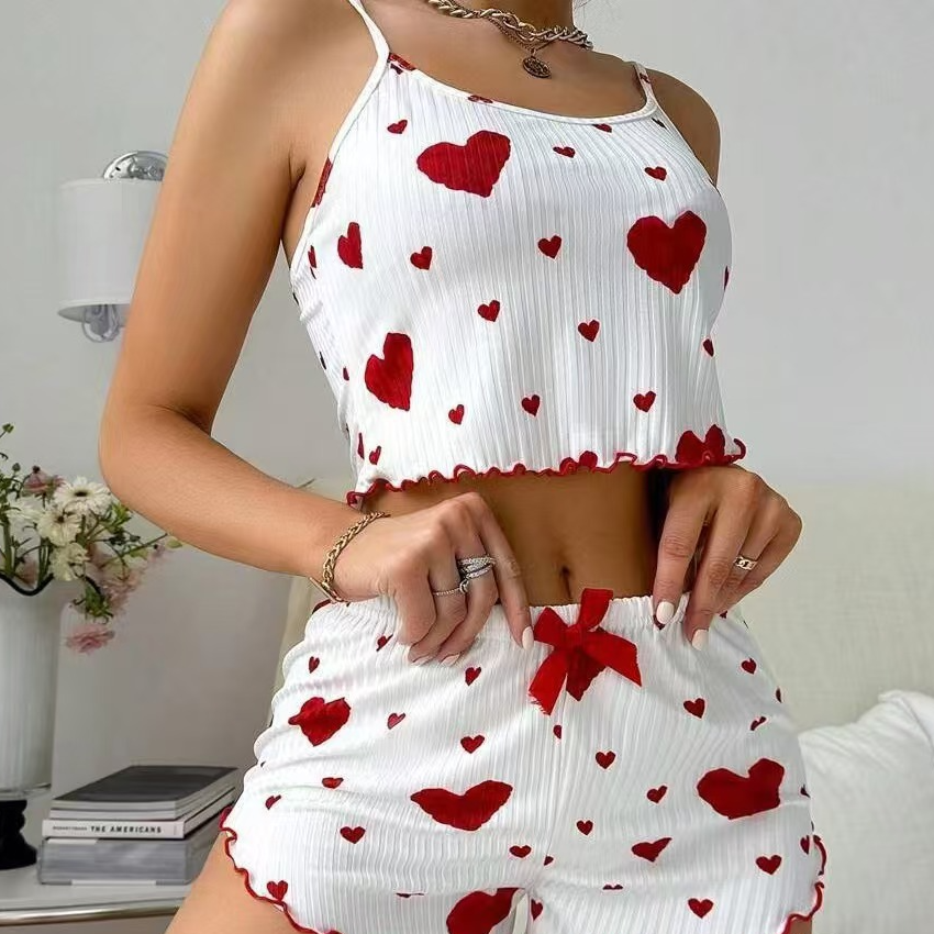 Heart Print Womens Pajama Set